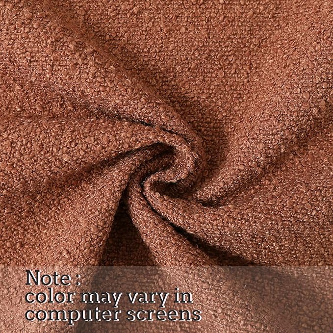 Jeneoo Ocher Decorative Square Thick Terracotta Throw Pillow Covers Fine Textured Boucle Couch Cushion Case for Sofa Home Decor, Set of 2, 18 x 18 Inch