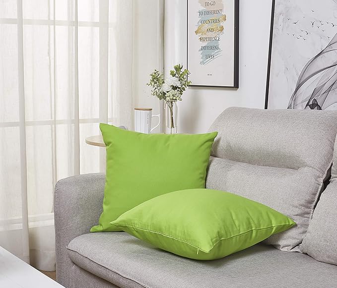 TangDepot Handmade Decorative Solid 100% Cotton Canvas Throw Pillow Covers/Pillow Shams, (26"x26", Apple Green)