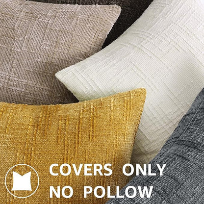 decorUhome Spring Oatmeal Chenille Euro Sham Throw Pillow Covers 22x22 Set of 2 Textured Slubby Couch Pillow Covers Farmhouse Accent Modern Neutral Decorative Pillow Cases for Bed Sofa Living Room