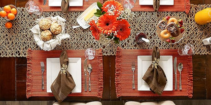 DII Variegated Tabletop Collection, Placemat Set3x19, Burnt Orange, 6 Piece