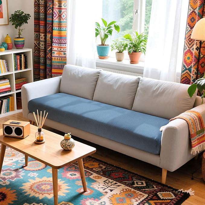 Hokway Couch Cushion Covers Stretch Cushion Covers Sofa Seat Cushion Slipcover Cushion Protector(DenimBlue, Large)