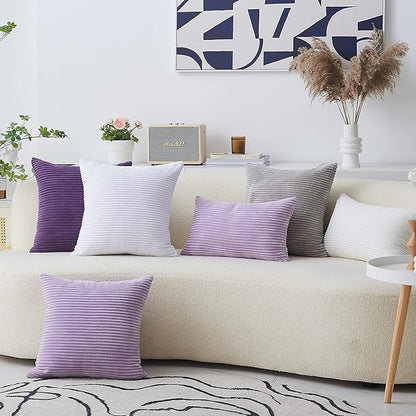 Home Brilliant Lavender Pillow Covers 12x20 Set of 2 Purple Throw Pillows Solid Supersoft Corduroy Handmade Decorative Pillow Cases for Bed, 2 Pieces, 12 x 20 inch, Lavender