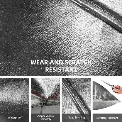 Faux Leather Throw Pillow Covers 18X18 Inch Silve Outdoor Modern Farmhouse Solid Decorative Pillow Covers for Room Couch Living Bedroom Bed Sofa