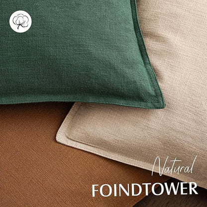 Foindtower Pack of 2, Decorative Linen Soild Throw Pillow Covers Soft Accent Lumbar Cushion Case Boho Farmhouse Pillowcase for Chair Couch Sofa Bedroom Living Room Home Decor 12 x 20 Inch Pine Green