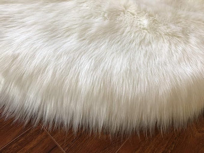 Free Shape Luxury Soft Fluffy Shag Area Rug Duo Decto 12 Pelts 6'x12', 180x360cm - Vegan Fur Ultra Soft Indoor Carpet Nursery Rugs for Bedroom Home Decor, White