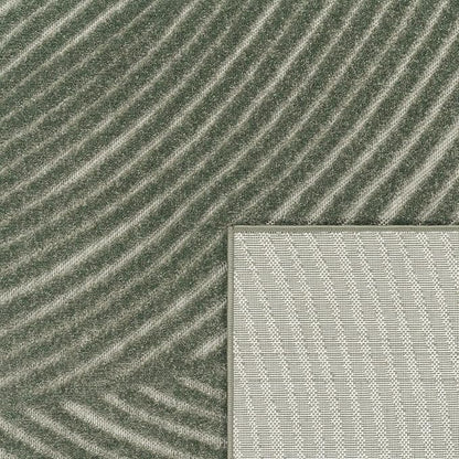 Paco Home Modern Area Rug with Abstract Line Pattern and Contour-Cut in Green, Size: 2'8" x 4'11"