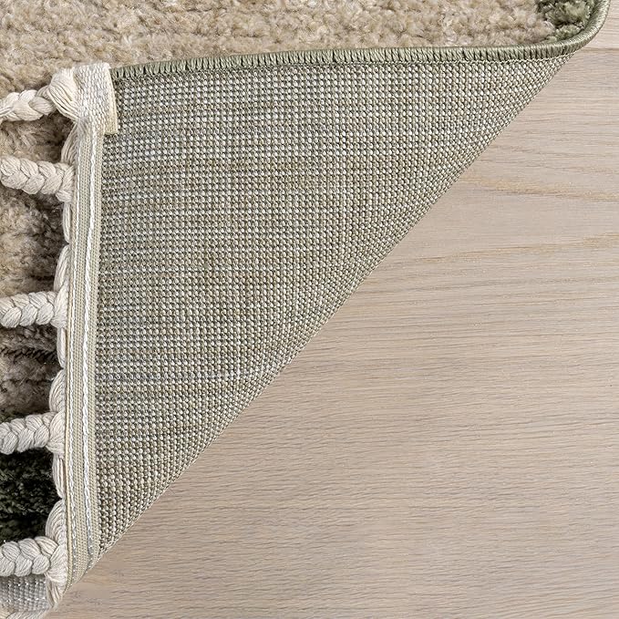 Nuloom Marissa Green/Ivory, 9' x 12', Diamond, Tassel, Soft and Cozy, High Traffic, Stain Resistant, Easy Clean, Durable Area Rug for Bedroom, Living Room, Dining Space, Den, Foyer, Entryway