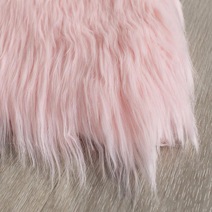 SAFAVIEH Faux Sheep Skin Collection 5' x 8' Pink FSS115G Silken Glam 2.35-inch Thick Area Rug