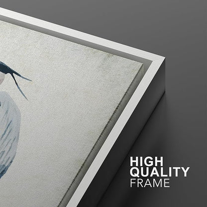 MUDECOR Framed Canvas Print Wall Art Heron Bird Wild Animal Prints Minimalist Modern Art Boho Relax Cozy Decor for Bedroom - 24"x36"x3 White