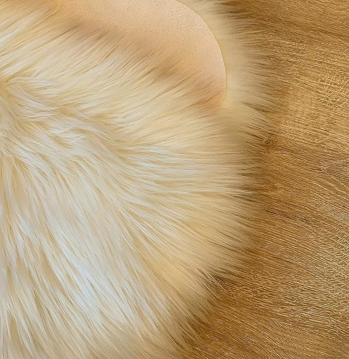 LAMBZY Faux Sheepskin Super Soft Hypoallergenic Silky Shag Rug for Living Room, Kids Room, Sofa (Single and a Half 2'x4'6", Cream)
