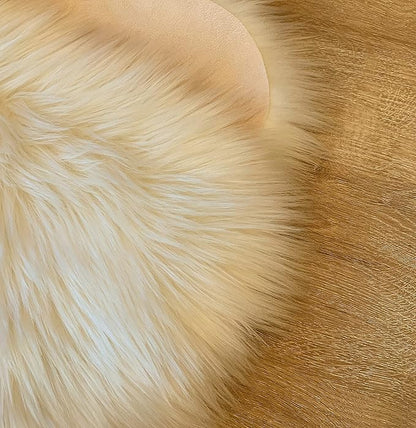 LAMBZY Faux Sheepskin Super Soft Hypoallergenic Silky Shag Rug for Living Room, Kids Room, Sofa (Double Side by Side 3'x4, Cream)