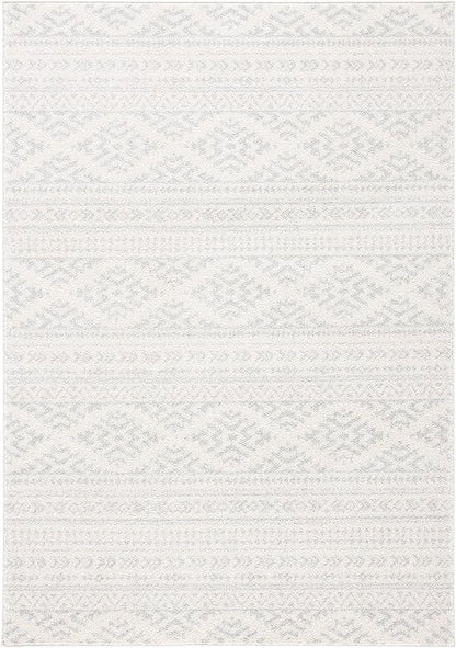 SAFAVIEH Tulum Collection Area Rug - 5'3" x 7'6", Ivory & Light Grey, Moroccan Boho Tribal Design, Non-Shedding & Easy to Clean, Ideal for Living Room, Bedroom, Dining Space (TUL272G)