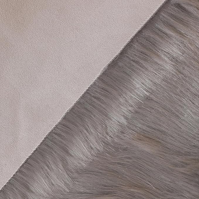 Faux Fur Rug Sheepskin Shag Fluffy Fuzzy Grey 3x3 ft Rugs for Bedroom Bedside Bed Floor Living Room Plush Round High-Density Cushion Carpet Super Sofa Cover
