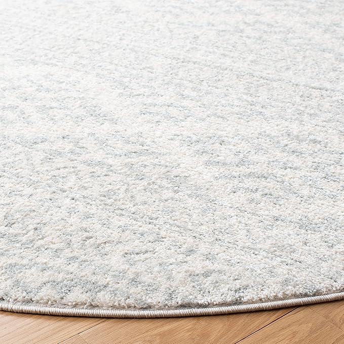 SAFAVIEH Tulum Collection Area Rug - 8' Round, Ivory & Light Grey, Moroccan Boho Tribal Design, Non-Shedding & Easy to Clean, Ideal for Living Room, Bedroom, Dining Space (TUL272G)