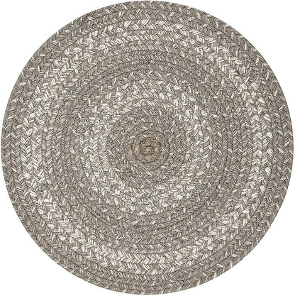 Homespice Grey Cloud Round Braided Placemats, Warm Farmhouse Decor, Set of 2, 15", Grey Jute Table Mats - Vibrant Colors, Durable, Easy to Clean and Protects Furniture