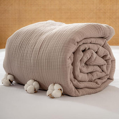 Muslin Blanket - Pure 100% Turkish Cotton Airy Soft Light Versatile Gauze Throw Blanket for Bed, Couch, Sofa (Taupe, Twin XL Size (71" x 95" inch))