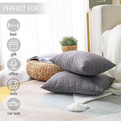 Stellhome Rectangle Linen Throw Pillow Covers Solid Farmhouse Burlap Cushion Covers for Home Decoration, Set of 2, 12 x 20 inch (30 x 50 cm), Dark Grey