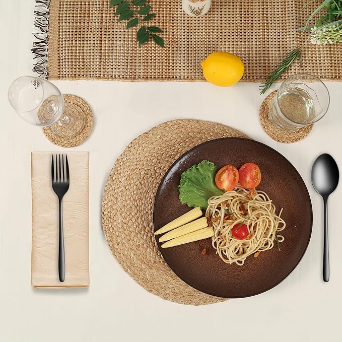 Eco Crave Jute Round Woven Placemats Set of 6, Natural 13 Inch Boho Farmhouse Rustic Hand Woven Place mat for Dining Table Decor, Wicker Chargers Heat Resistant Easy to Clean and Non-Slip Placemat