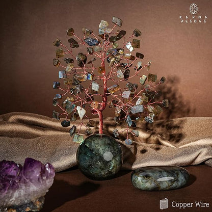 Crystal Tree of Life Home and Office Decor Gifts for Women, Labradorite Chakra Healing Stones Feng Shui Bonsai Tree for Positive Energy, Money, Good Luck, Christmas Decor, Birthday Gifts for Mom