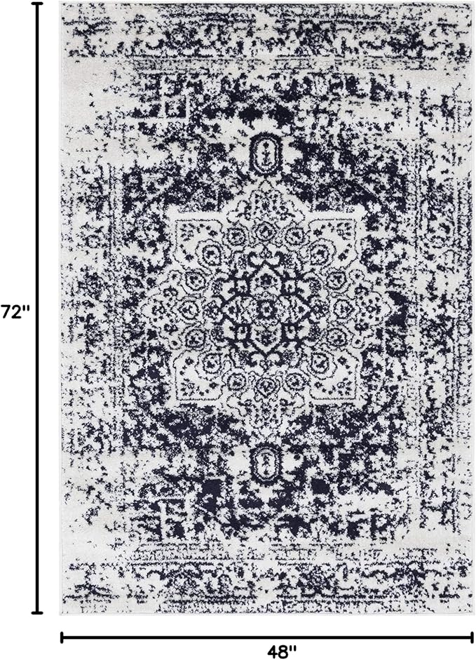 Rugs.com Arlington Collection Rug – 4' x 6' Blue Medium-Pile Rug Perfect for Living Rooms, Large Dining Rooms, Open Floorplans