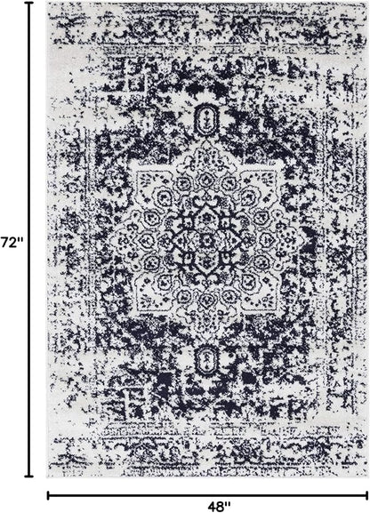 Rugs.com Arlington Collection Rug – 4' x 6' Blue Medium-Pile Rug Perfect for Living Rooms, Large Dining Rooms, Open Floorplans