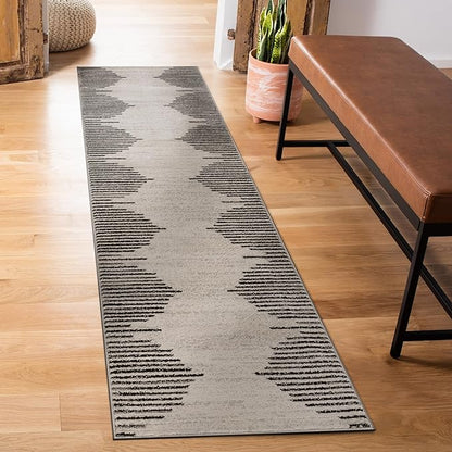 Rugshop Bohemian Stripe Stain Resistant High Traffic Living Room Kitchen Bedroom Dining Home Office Area Rug 2' x 7' Cream