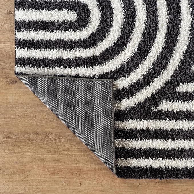 Rugshop Abstract Arch Shag Area Rug Anthracite Dark Gray 7' 10" x 10' Perfect for Large Living Rooms, Dining Areas, or Master Bedrooms