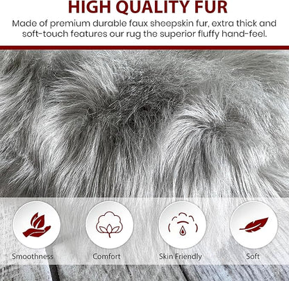 LAMBZY High Pile Super Soft Faux Sheepskin Rug (10'x13', Grey)