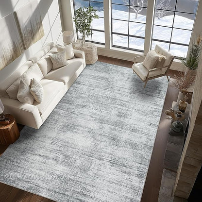 8x10 Area Rugs for Living Room Minimalist Gray Abstract Modern Rug for Hardwood Floor Protector Non Slip Washable Light Grey Carpet for Bedroom Offic 8 x 10