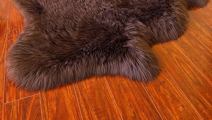 Free Shape Luxury Soft Fluffy Shag Area Rug Duo Decto 12 Pelts 6'x12', 180x360cm - Vegan Fur Ultra Soft Indoor Carpet Nursery Rugs for Bedroom Home Decor, Brown