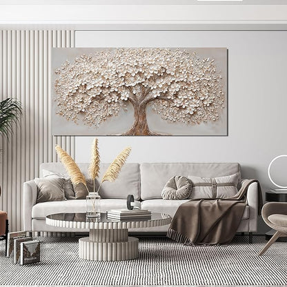 Canvas Wall Art Decor Botanical Wall Art Pictures for Living Room Canvas Art Wall Decor Tree of Life Wall Art Decor Modern Large White Wall Art Prints Artwork for Walls Bedroom Office Decor 24" X 48"