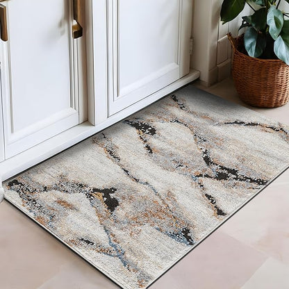 Rugshop Contemporary Gray Striated Area Rug Modern Rug for Entryway, Doormat, or Kitchen Easy to Clean, Durable, Kid & Pet Friendly 2' x 3'