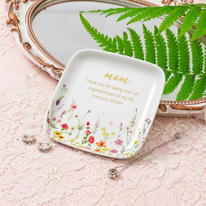 Crisky Jewelry Ring Dish for Mom Birthday Gifts Thinking of You Gift for Mom Mother's Day Gift from Daughter Son for Thanksgiving Christmas Valentine Gift Ideas (Love You Forever) Thrinket Tray