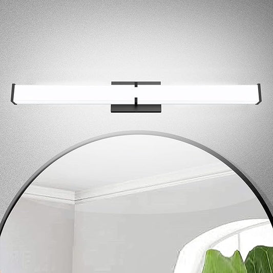 Bathroom Lighting Fixtures Over Mirror: ETL Certified 24 Inch Modern LED Vanity Lights 5000K Cool White - Vanity Light Bar 2500LM with Clear Shade - Black Bathroom Light Fixtures Dimmable