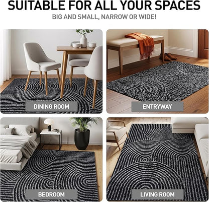 Rugshop Circles Arch Shag Area Rug Anthracite Dark Gray 5' x 7' Great for Bedrooms, Living Rooms, or Under Coffee Tables