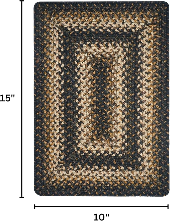 Homespice Kilimanjaro Premium Jute Braided Placemat Set of 4-10x15 Rectangular Black Reversible, Natural Jute Yarn Rustic, Country, Primitive, Farmhouse Style