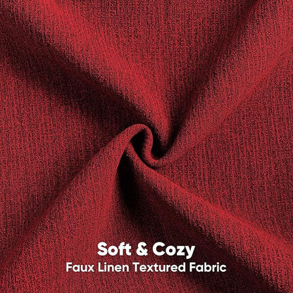 FUTEI Christmas Red Chenille Decorative Throw Pillow Covers 24x24 Inch Set of 2,Soft Cozy Faux Linen Textured European Pillow Shams,Farmhouse Home Decor for Couch Living Room