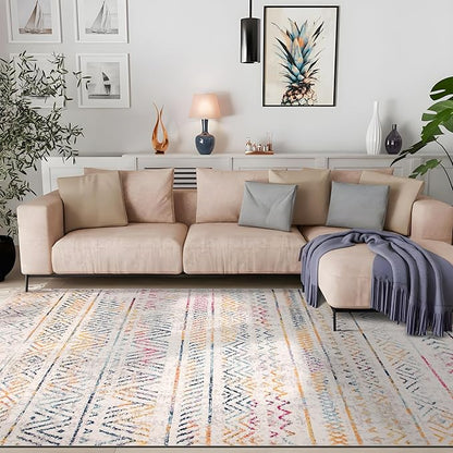 Rugshop Geometric Boho Area Rug – Multi Tribal Pattern, Perfect for Living Room, Bedroom, Dining Room, 5x7