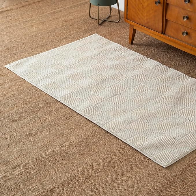Revival Rugs Willow 3'x5' Machine Washable Area Rug for Kitchen Bedroom - 100% Recycled Oeko-TEX Certified, Medium Pile, Beige, Cream