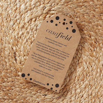Casafield Handcrafted Braided Jute Pouf Ottoman, 14" Round x 16" High Footrest, Natural Boho Home Decor, Woven Accent Footstool for Living Room or Bedroom