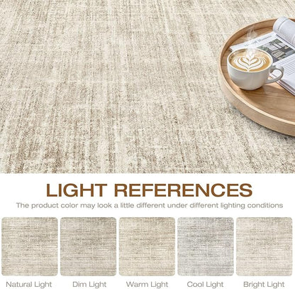 4x6 Rug Washable Area Rugs: Neutral Abstract Soft Modern Stain Resistant Small Indoor Floor Non-Slip Low Pile Throw Carpet for Entryway Kitchen Bedroom Nursery Kids Office Playroom Home House- Beige