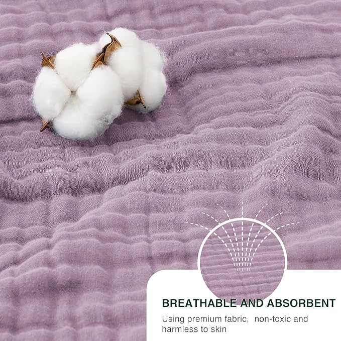Love's cabin 6 Layer 100% Cotton Muslin Blanket, 60"x80" Twin Muslin Blanket for Couch Bed, Lightweight and Breathable Cotton Gauze for Adult, Lavender