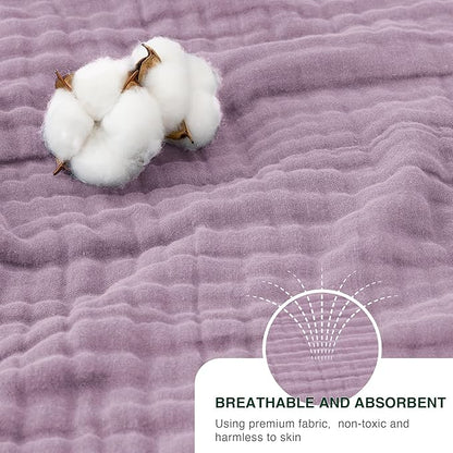 Love's cabin 6 Layer 100% Cotton Muslin Blanket, 50"x60" Throw Muslin Blanket for Couch Bed, Lightweight and Breathable Cotton Gauze for Adult, Lavender