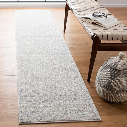 SAFAVIEH Tulum Collection Runner Rug - 2' x 9', Ivory & Light Grey, Moroccan Boho Tribal Design, Non-Shedding & Easy to Clean, Ideal for Living Room, Hallway, Foyer, Entryway, Bedroom (TUL272G)