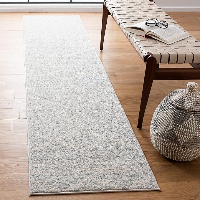 SAFAVIEH Tulum Collection Runner Rug - 2' x 19', Ivory & Light Grey, Moroccan Boho Tribal Design, Non-Shedding & Easy to Clean, Ideal for Living Room, Hallway, Foyer, Bedroom (TUL272G)