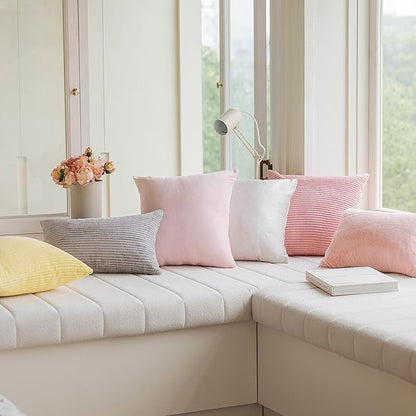 Home Brilliant Pillow Covers 26x26 Euro Shams Set of 2 for Couch Plush Velvet Corduroy European Pillow Sham for Girl's Room Decor, 26 x 26 inch, Baby Pink