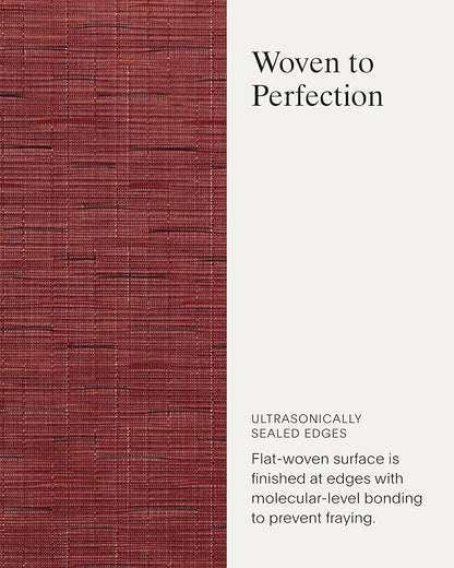 Chilewich Bamboo Placemats Set of 4 - Round Woven Placemats - Reusable, Stain-Resistant, Indoor/Outdoor Tabletop Protection - 15" - Cranberry