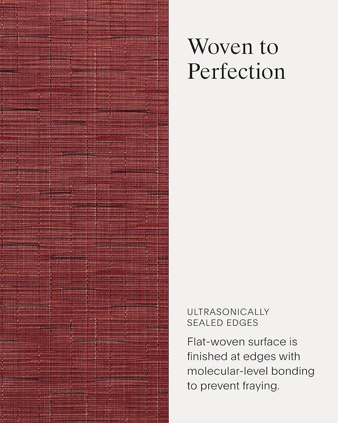 Chilewich Bamboo Placemats Set of 4 - Woven Rectangle Placemats - Reusable, Stain-Resistant, Indoor/Outdoor Tabletop Protection - 18.5" x 13.5" - Cranberry