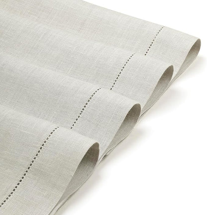D'Moksha Homes Silver Grey Linen Cloth Placemats Set of 4-100% Pure Linen Hemstitch Placemats 14 x 19 Inch - Classic Hemstitch Table Place Mats for Winter - Handcrafted and Machine Washable