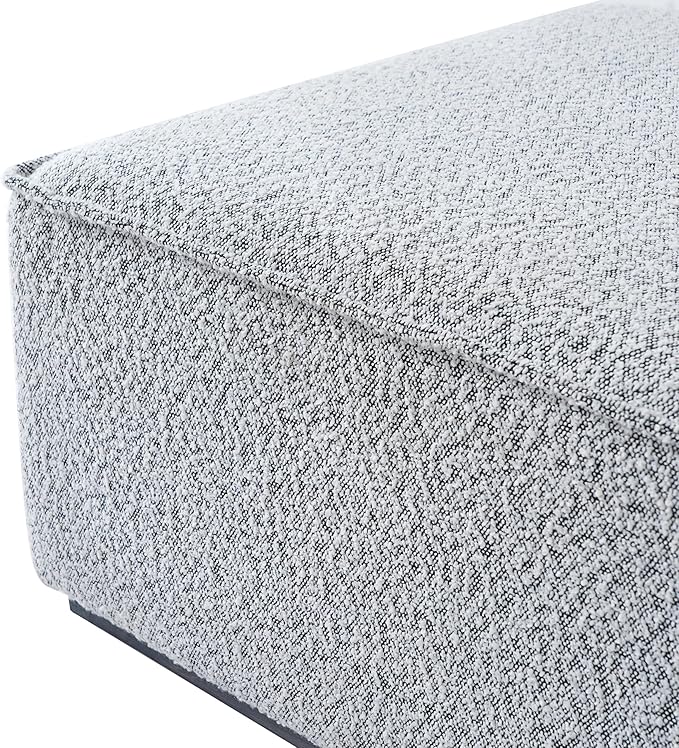 Scott Living Slate Modern Square Ottoman Coffee Table, Loop Yarn Upholstered Cocktail Ottoman for Living Room Sofa, Entryway Comfortable Footstool, Wooden Sofa Foot Rest, White+Black